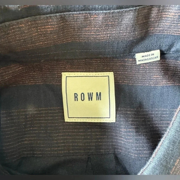 ROWM Short Sleeve Button Front Shirt Men's Large 100% Cotton Blue Striped - Picture 5 of 6